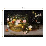 Puzzle adulți 1000 Piese Brueghel cel Bătrân - Flowers in a Basket and a Vase -34482