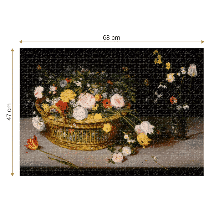 Puzzle adulți 1000 Piese Brueghel cel Bătrân - Flowers in a Basket and a Vase -34482