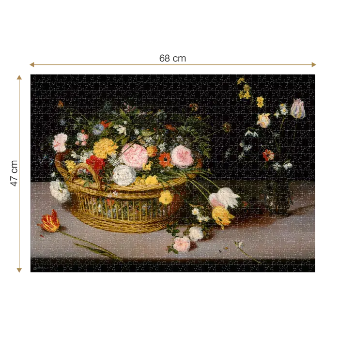 Puzzle adulți 1000 Piese Brueghel cel Bătrân - Flowers in a Basket and a Vase -34482