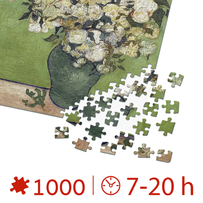 Puzzle adulti 1000 piese Vincent Van Gogh - Pink Roses in a Vase -34468