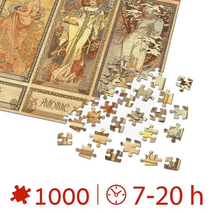 Puzzle adulți Alphonse Mucha - Seasons 2/Anotimpuri - 1000 piese-34289