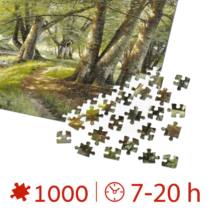 Puzzle adulti Peder Mørk Mønsted - A Summer Day in the Forest with Deer in the Background - 1000 Piese-34304