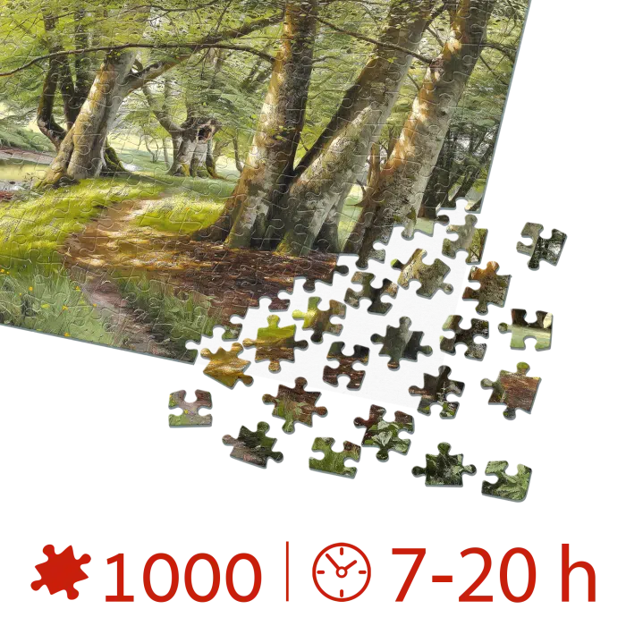 Puzzle adulti Peder Mørk Mønsted - A Summer Day in the Forest with Deer in the Background - 1000 Piese-34304