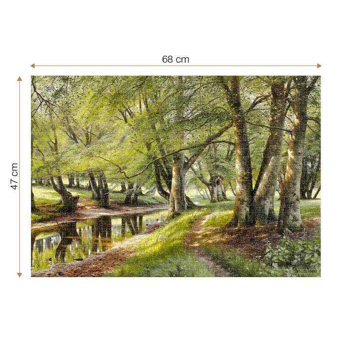 Puzzle adulti Peder Mørk Mønsted - A Summer Day in the Forest with Deer in the Background - 1000 Piese-34307