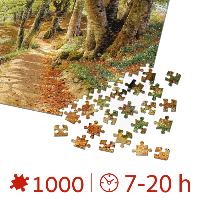 Puzzle adulți Peder Mørk Mønsted - A Spring Day in the Woods with Fresh-Blown Beeches and Anemones in the Forest Bed - 1000 Piese-34357