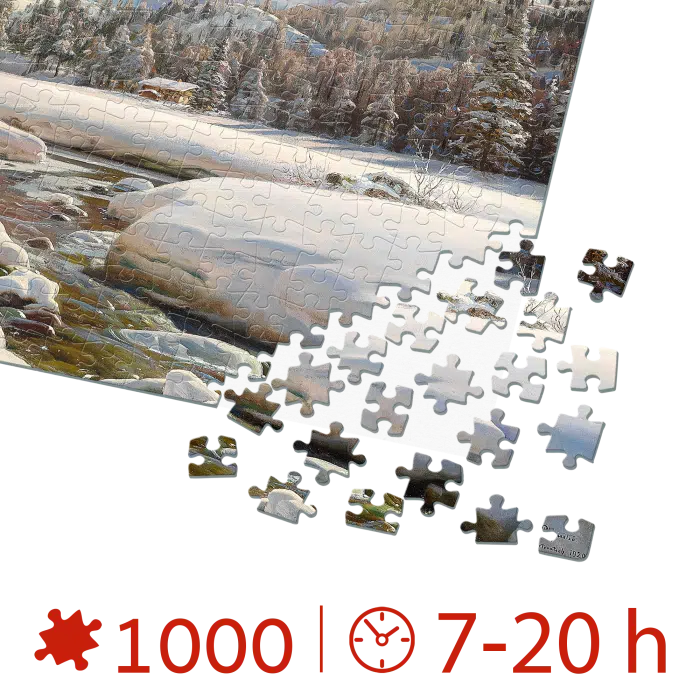 Puzzle adulți Peder Mørk Mønsted - Winter Landscape in Switzerland Near Engadin - 1000 Piese-34363