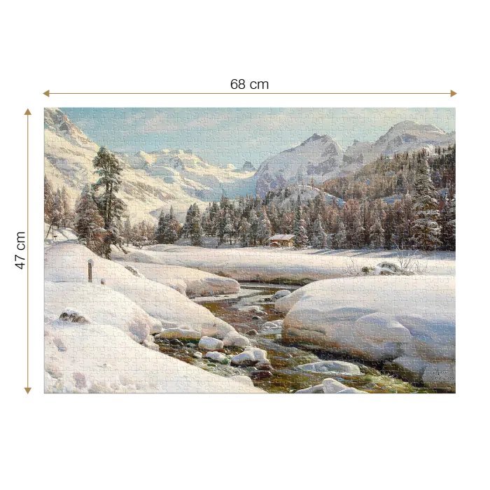 Puzzle adulți Peder Mørk Mønsted - Winter Landscape in Switzerland Near Engadin - 1000 Piese-34366