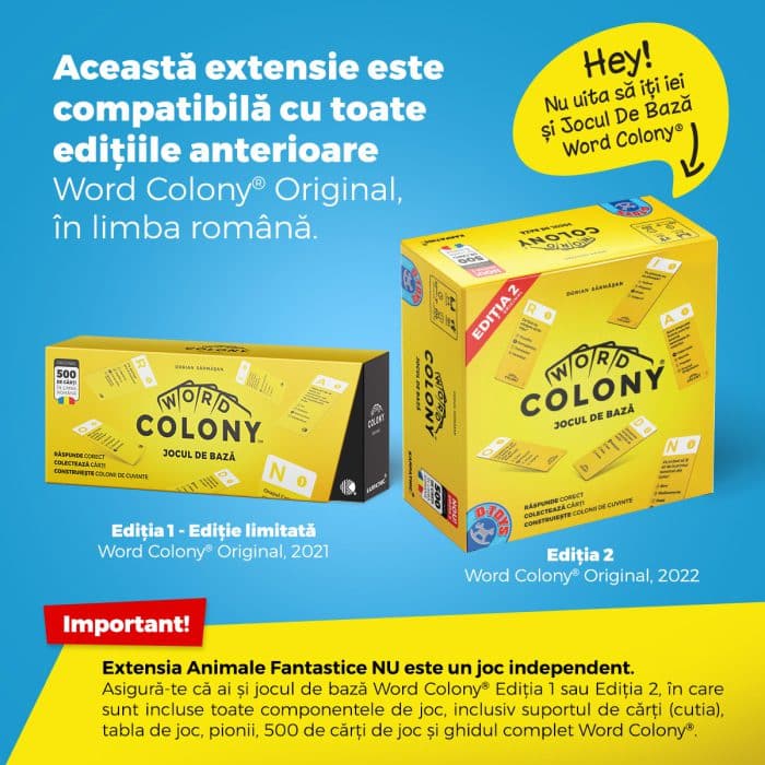 Extensia Animale Fantastice Word Colony®, 100 carti de joc, +1 jucator, Editia RO-35417