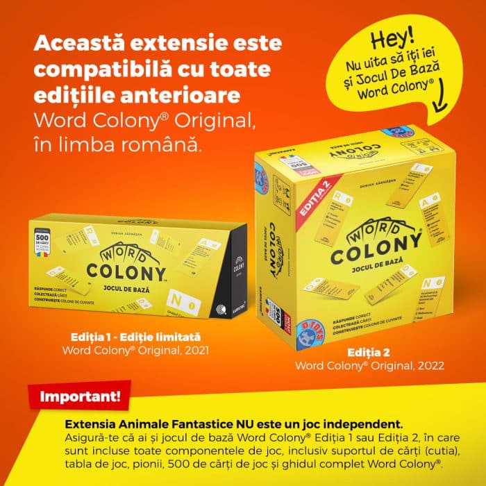 Extensia Inventii & Inventatori Word Colony®, 100 carti de joc, +1 jucator, Editia RO-35401